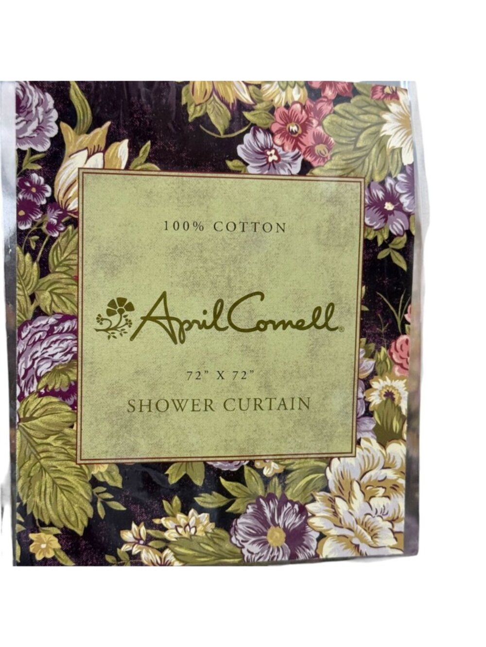 APRIL CORNELL Shower Curtain Cotton Fabric Ruffle Plum Purple Cottage Floral NWT
